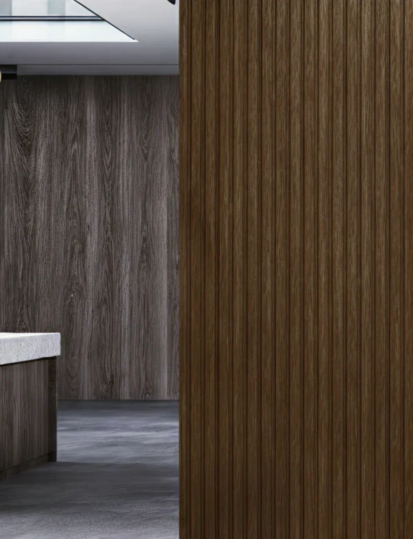 Full Line Three-Slat Decorative Walnut Slatted Panel